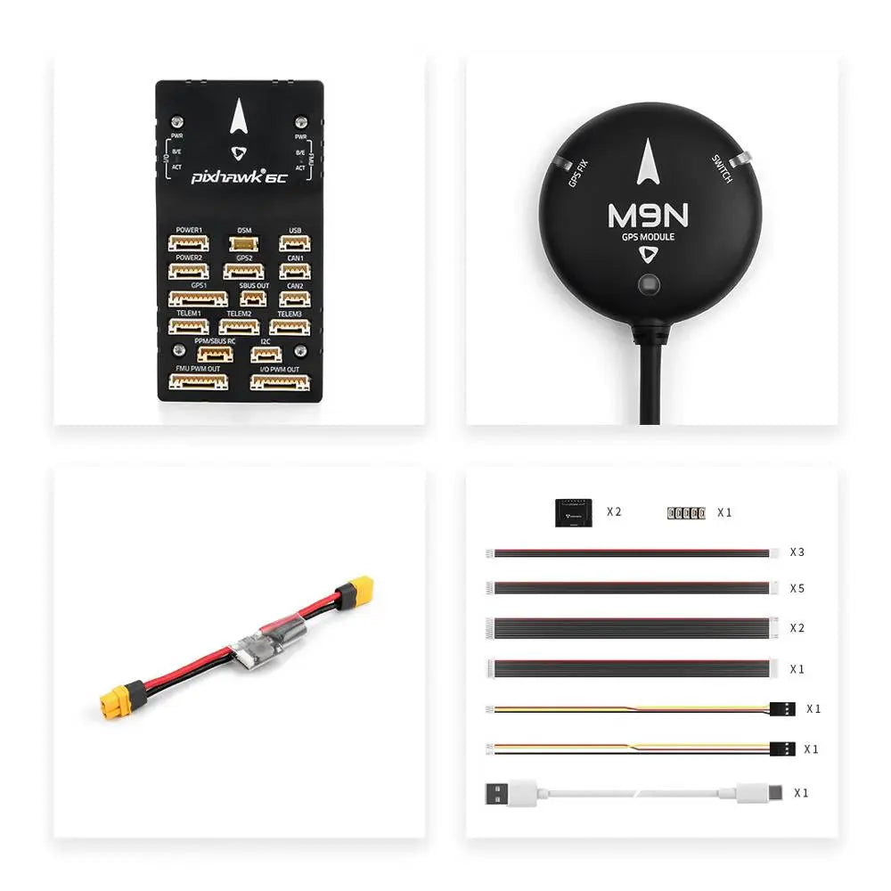 Holybro Pixhawk 6C PM02 V3 + M9N GPS
The Pixhawk® 6C is the latest update to the successful family of Pixhawk® flight controllers, based on the Pixhawk® FMUv6C Open Standard and Connector Standard. I