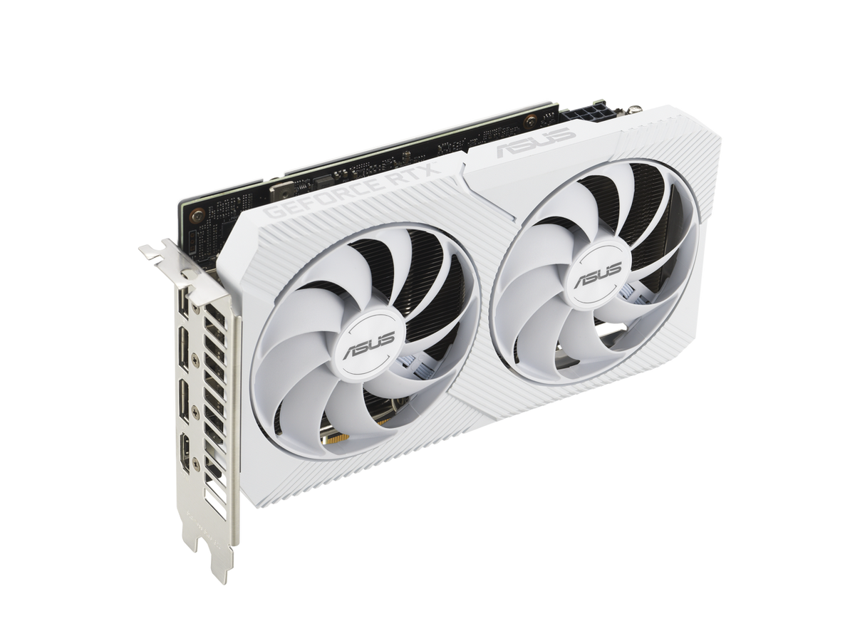 ASUS Dual GeForce RTX 3060 White OC Edition 12GB GDDR6 | PCIe 4.0, HDMI 2.1, DisplayPort 1.4a, 2-Slot Design, Axial-Tech Fan, 0dB