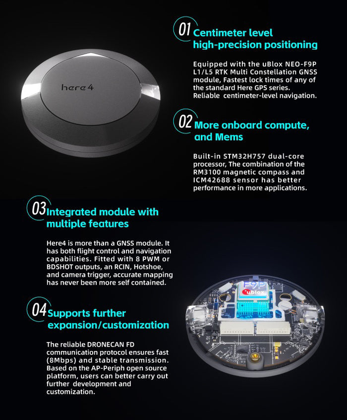Here4 Blue Multiband RTK GNSS with bluetooth5.2