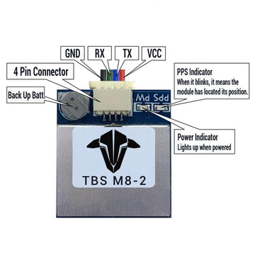 TBS M8.2 GPS GLONASSSPECIFICATION

Chipset - ublox UBX-M8030
Flash memory for saving configuration.
Frequency - L1, 1575.42MHz ; L2,1561.10MHZ；L3,1602.00MHZ
Baud Rate - 4800bps-921600bp